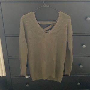 Women’s Olive Sweater w/ Lace up back